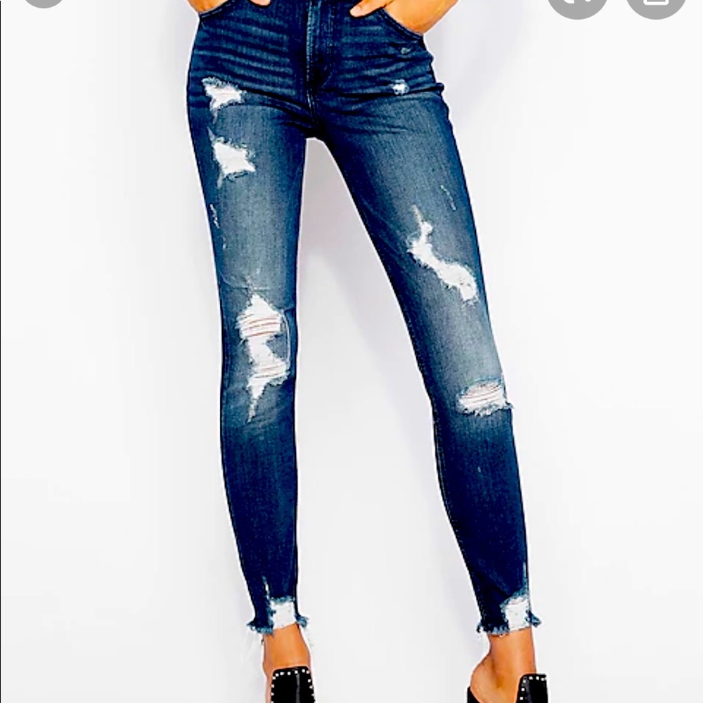 Express high-waisted distressed jean